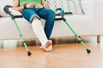 Cast and crutches